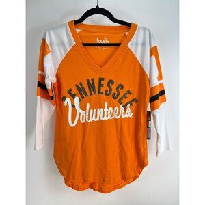 Tennessee Volunteers Raglan V-Neck 3/4 Sleeve Womens Shirt M Orange/White
